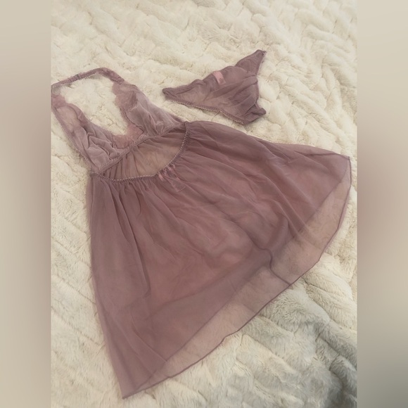 VERY SEXY Victoria’s Secret Small completely sheer lace trim halter babydoll set - Picture 8 of 12